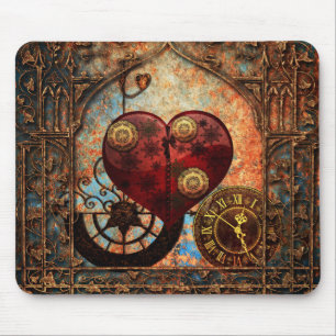 Vintage Steampunk Hearts Wallpaper Mouse Pad