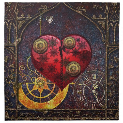 Vintage Steampunk Hearts Wallpaper Napkin