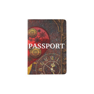 Vintage Steampunk Hearts Wallpaper Passport Holder