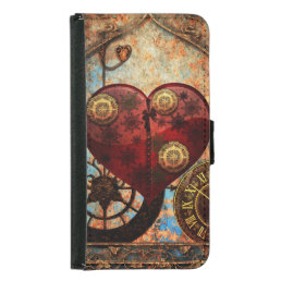 Vintage Steampunk Hearts Wallpaper Wallet Phone Case For Samsung Galaxy S5