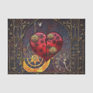 Vintage Steampunk Hearts Wallpaper Tissue Paper