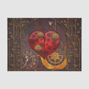 Vintage Steampunk Hearts Wallpaper Tissue Paper
