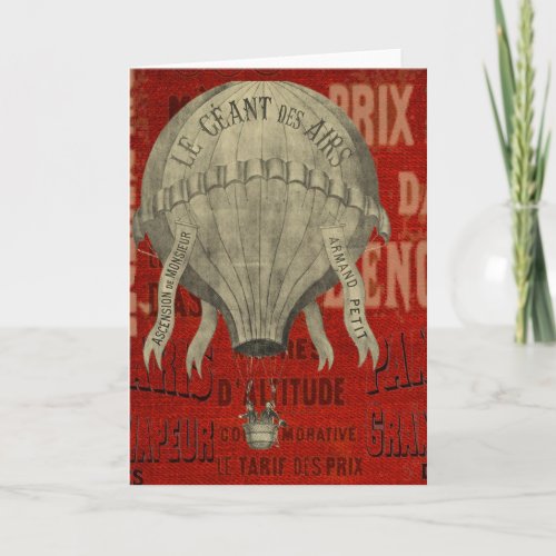 Vintage Steampunk Hot Air Ballon Ride Personalized Holiday Card