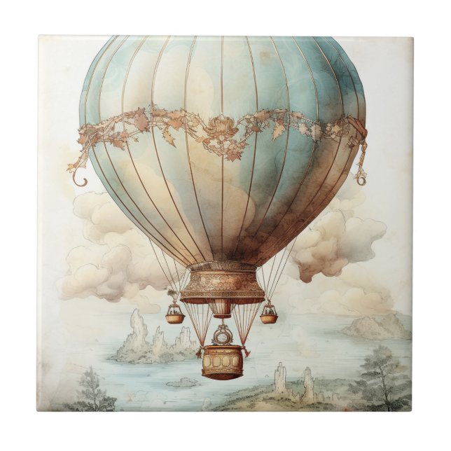 Vintage Steampunk Hot Air Balloon (2) Ceramic Tile (Front)
