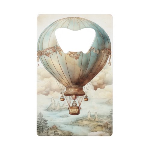 Vintage Steampunk Hot Air Balloon 2 Credit Card Bottle Opener