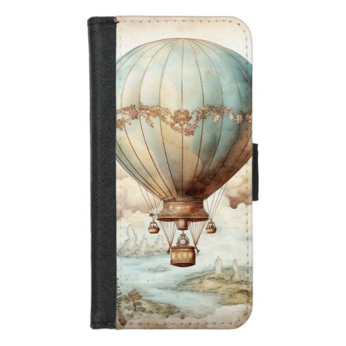 Vintage Steampunk Hot Air Balloon 2 iPhone 87 Wallet Case