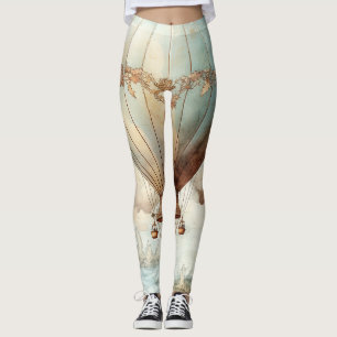 Vintage Steampunk Hot Air Balloon (2) Leggings