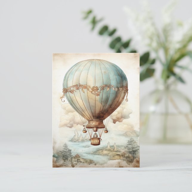 Vintage Steampunk Hot Air Balloon (2) Postcard (Standing Front)