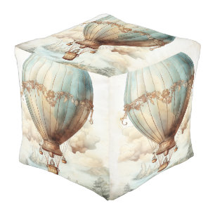 Vintage Steampunk Hot Air Balloon (2) Pouf