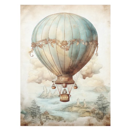 Vintage Steampunk Hot Air Balloon 2 Tablecloth