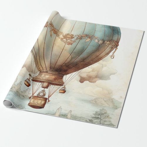 Vintage Steampunk Hot Air Balloon 2 Wrapping Paper