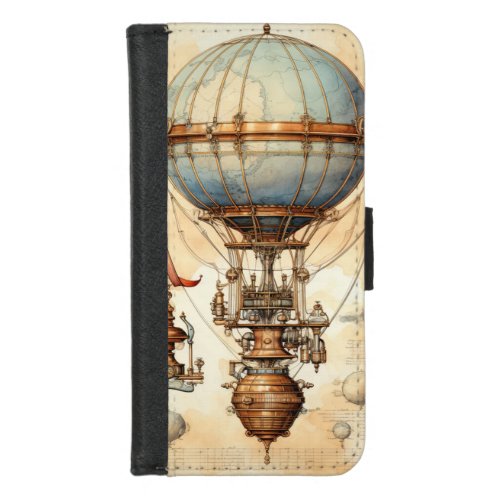 Vintage Steampunk Hot Air Balloon 3 iPhone 87 Wallet Case