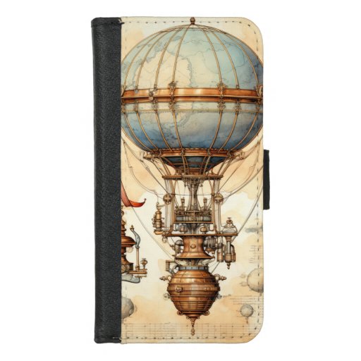 Vintage Steampunk Hot Air Balloon (3) iPhone 8/7 Wallet Case