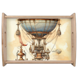 Vintage Steampunk Hot Air Balloon (3) Serving Tray