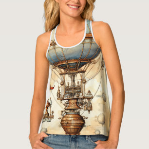 Vintage Steampunk Hot Air Balloon (3) Tank Top