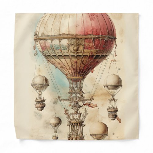 Vintage Steampunk Hot Air Balloon 4 Bandana