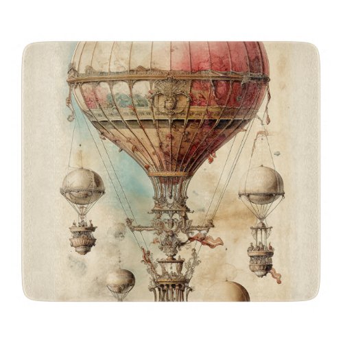 Vintage Steampunk Hot Air Balloon 4 Cutting Board