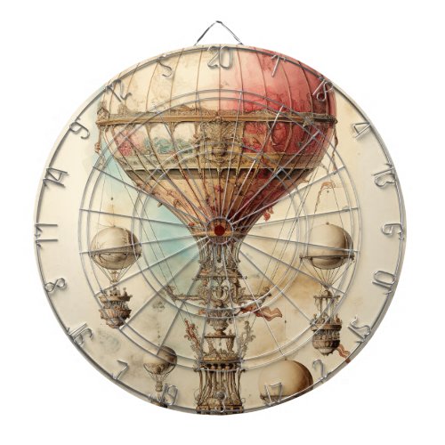 Vintage Steampunk Hot Air Balloon 4 Dart Board