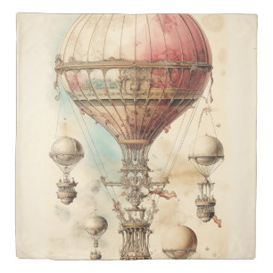 Vintage Steampunk Hot Air Balloon (4) Duvet Cover