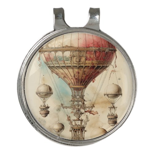 Vintage Steampunk Hot Air Balloon 4 Golf Hat Clip