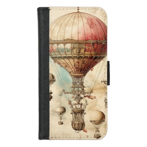 Vintage Steampunk Hot Air Balloon 4 iPhone 87 Wallet Case