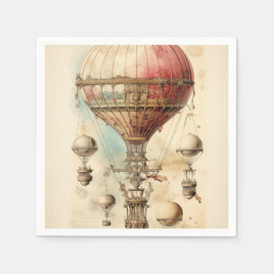 Vintage Steampunk Hot Air Balloon (4) Napkins