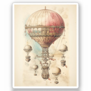 Vintage Steampunk Hot Air Balloon (4) Sticker