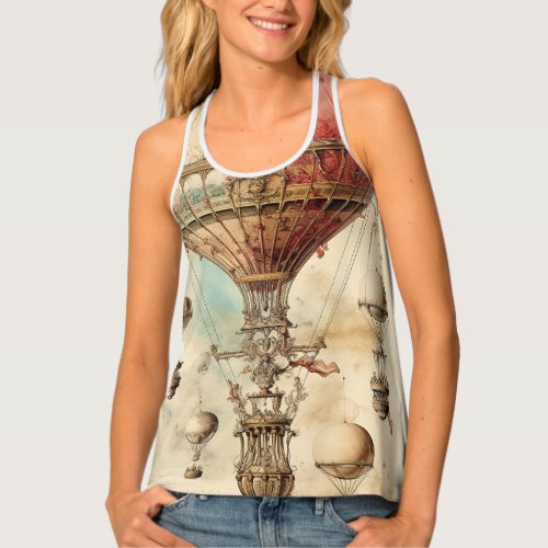 Vintage Steampunk Hot Air Balloon 4 Tank Top