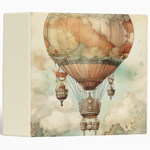 Vintage Steampunk Hot Air Balloon 5 3 Ring Binder