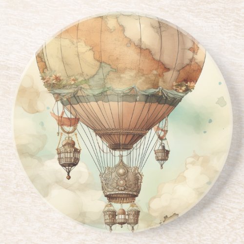 Vintage Steampunk Hot Air Balloon 5 Coaster