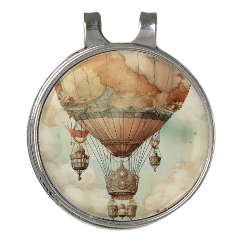 Vintage Steampunk Hot Air Balloon 5 Golf Hat Clip