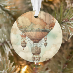 Vintage Steampunk Hot Air Balloon (5) Ornament