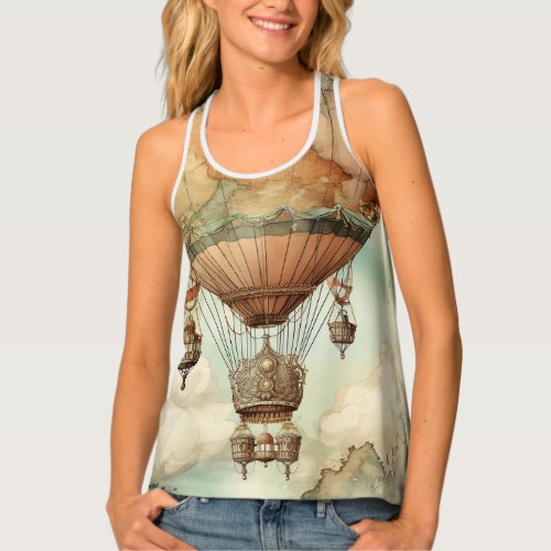 Vintage Steampunk Hot Air Balloon 5 Tank Top