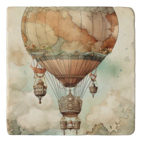 Vintage Steampunk Hot Air Balloon 5 Trivet