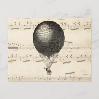 Vintage Steampunk Hot Air Balloon Airship Postcard