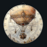 Vintage Steampunk Hot Air Balloon Dart Board<br><div class="desc">"Our design offers a unique and evocative piece of art that transcends time for enthusiasts of history, aviation, or simply those who appreciate the allure of the past. Immerse yourself in the romance of yesteryears with our vintage floral hot air balloon, a testament to the enduring charm of days gone...</div>