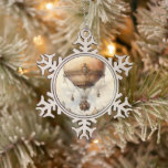 Vintage Steampunk Hot Air Balloon Snowflake Pewter Christmas Ornament<br><div class="desc">"Our design offers a unique and evocative piece of art that transcends time for enthusiasts of history, aviation, or simply those who appreciate the allure of the past. Immerse yourself in the romance of yesteryears with our vintage floral hot air balloon, a testament to the enduring charm of days gone...</div>