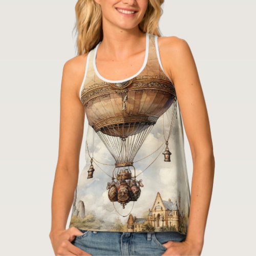 Vintage Steampunk Hot Air Balloon Tank Top