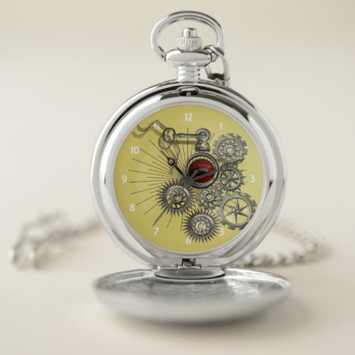 Vintage Steampunk Inspired Mechanical Graphic Pocket Watch