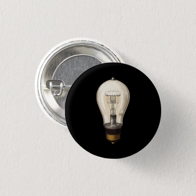 Vintage Steampunk Light Bulb Button (Front & Back)