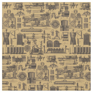 Vintage Steampunk Machinery Pattern Fabric