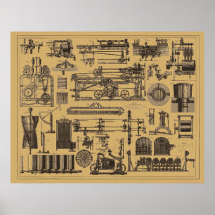 Vintage Steampunk Machinery Poster