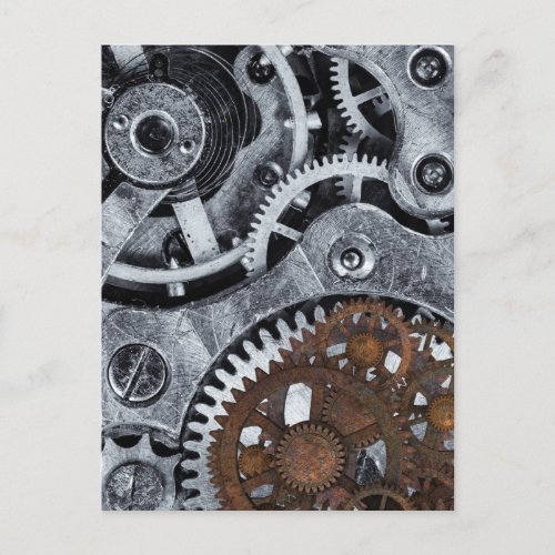 Vintage Steampunk Mechanical Gears Metal Cogwheel Postcard