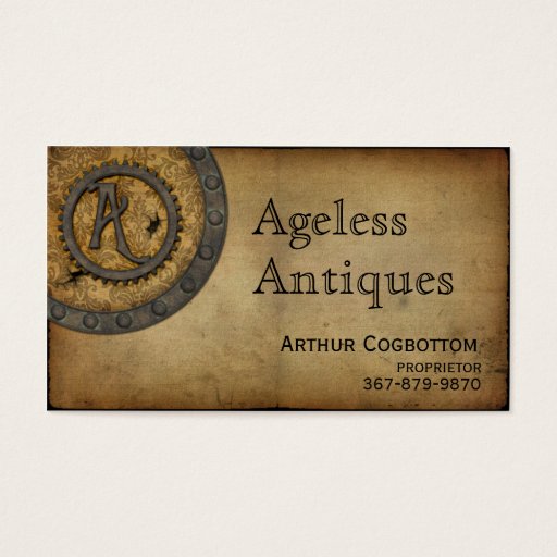 Customizable Vintage Steampunk Monogram A Business Cards