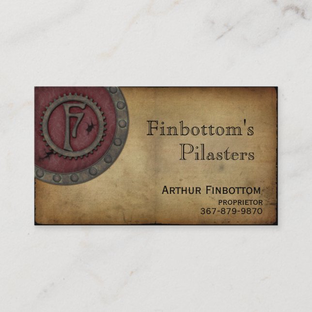 Vintage Steampunk Monogram Claret F Business Card (Front)