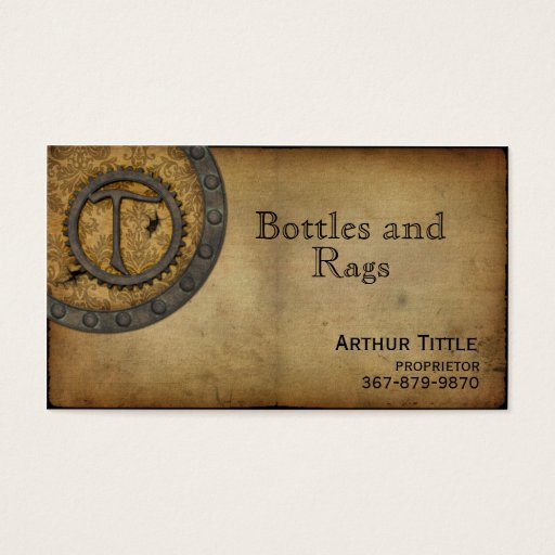 Customizable Vintage Steampunk Monogram T Business Card