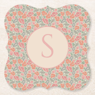 Vintage Steampunk Old Lock Key Red Poppy Paper Coaster