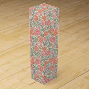 Vintage Steampunk Old Lock Key Red Poppy Wine Box