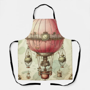 Vintage Steampunk Pink Hot Air Balloon (2) Apron