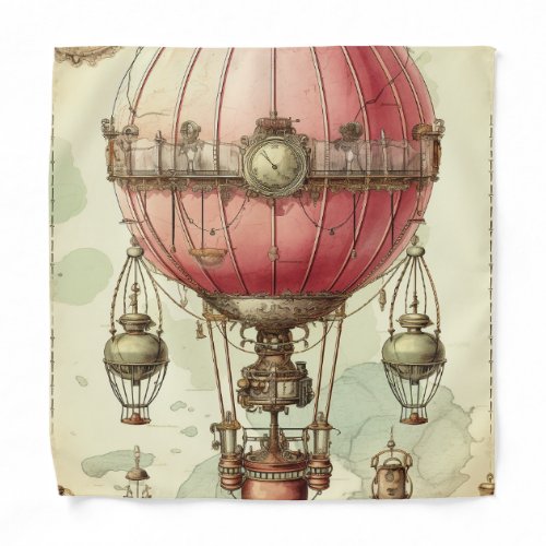 Vintage Steampunk Pink Hot Air Balloon 2 Bandana